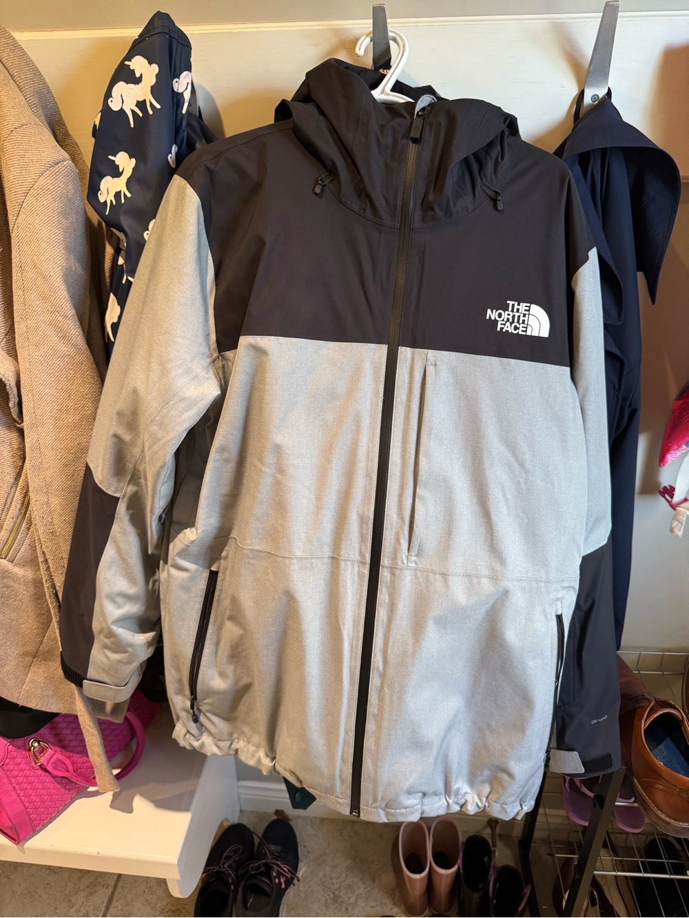 The North Face Two-Tone Hooded Ski Jacket - Black & Light Gray